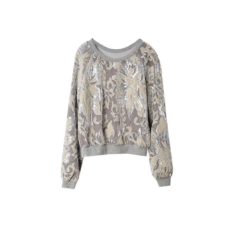 Flower Sequin Sweater