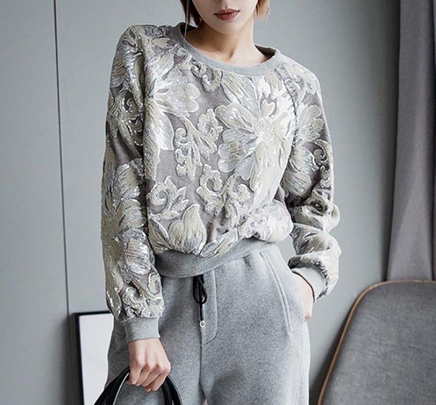 Flower Sequin Sweater