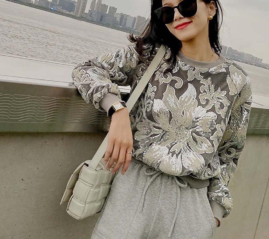 Flower Sequin Sweater
