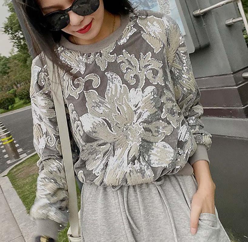 Flower Sequin Sweater