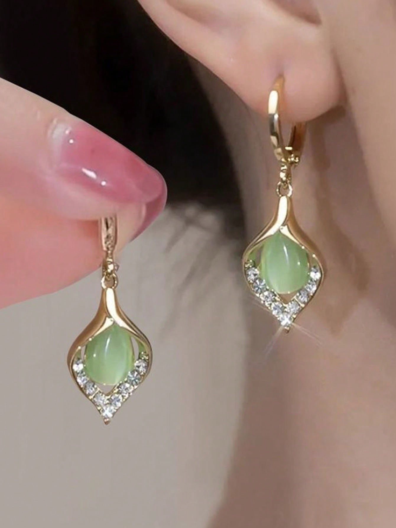 Retro Cat's Eye Diamond Earrings