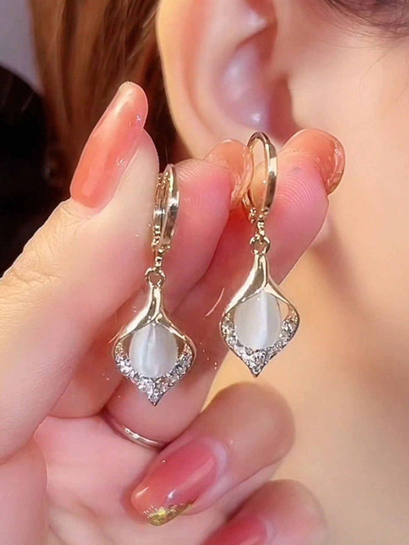 Retro Cat's Eye Diamond Earrings