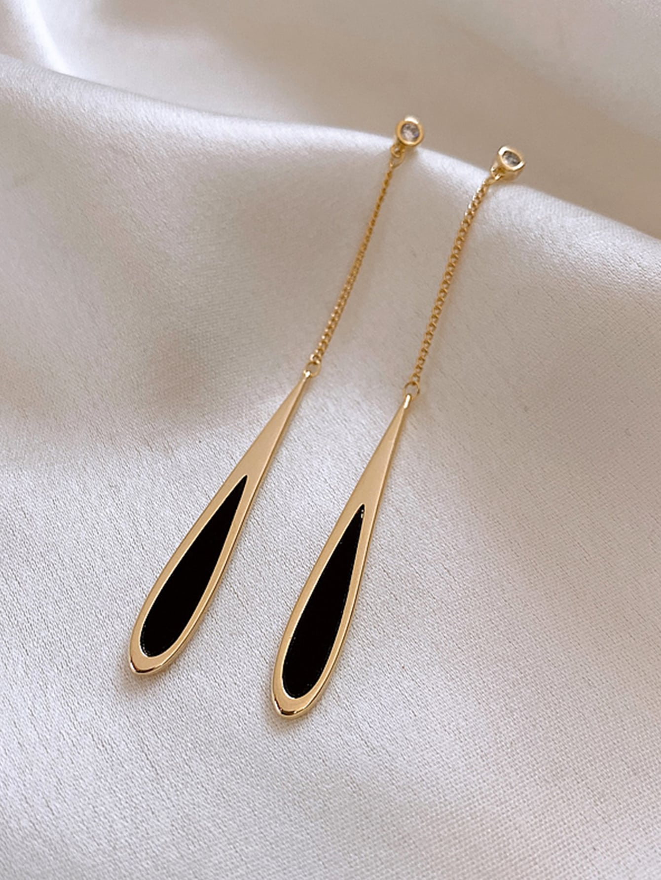 European And American Style Black Tassel Drop Earrings