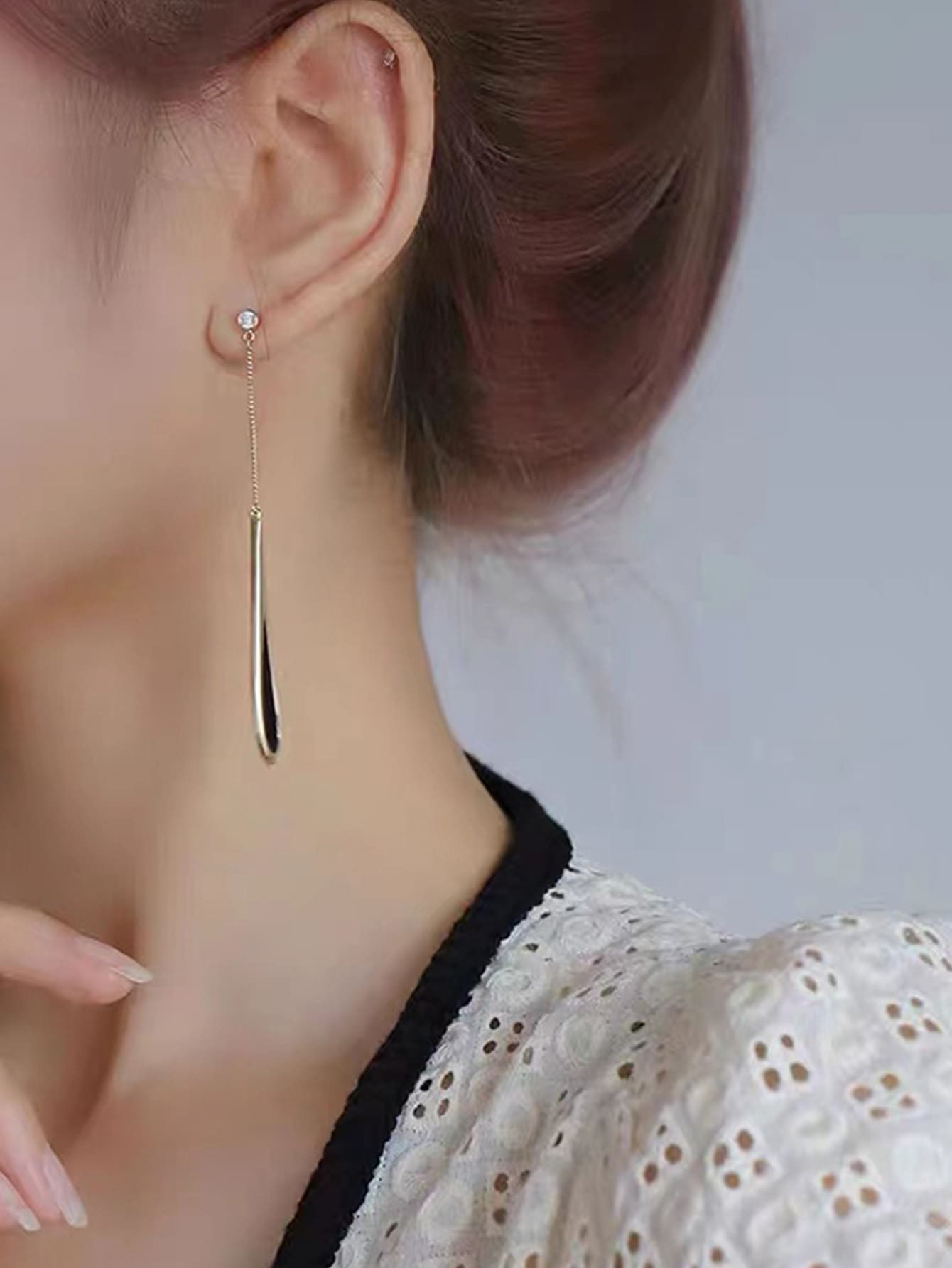 European And American Style Black Tassel Drop Earrings