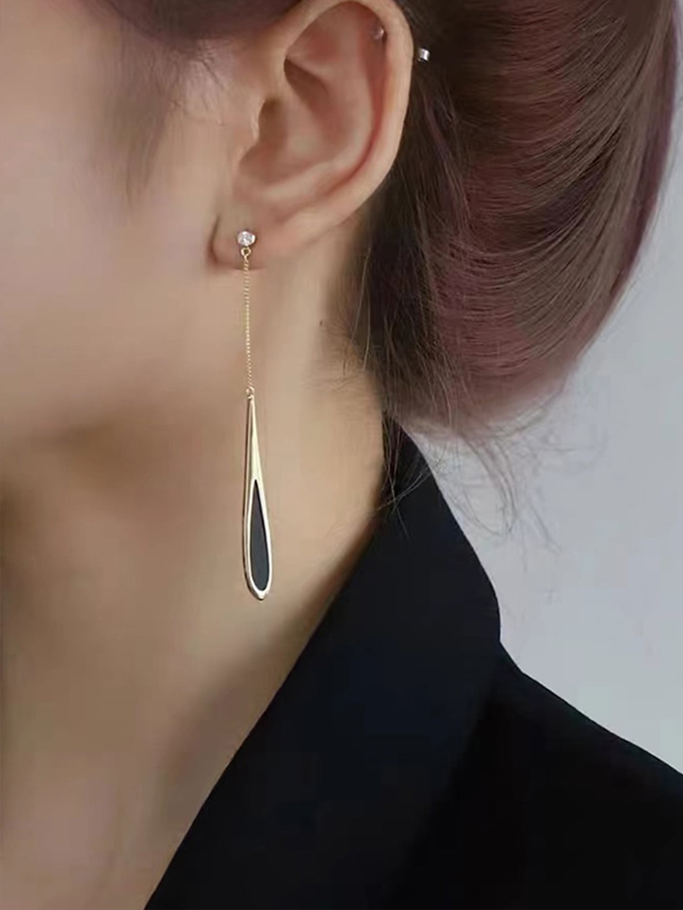 European And American Style Black Tassel Drop Earrings