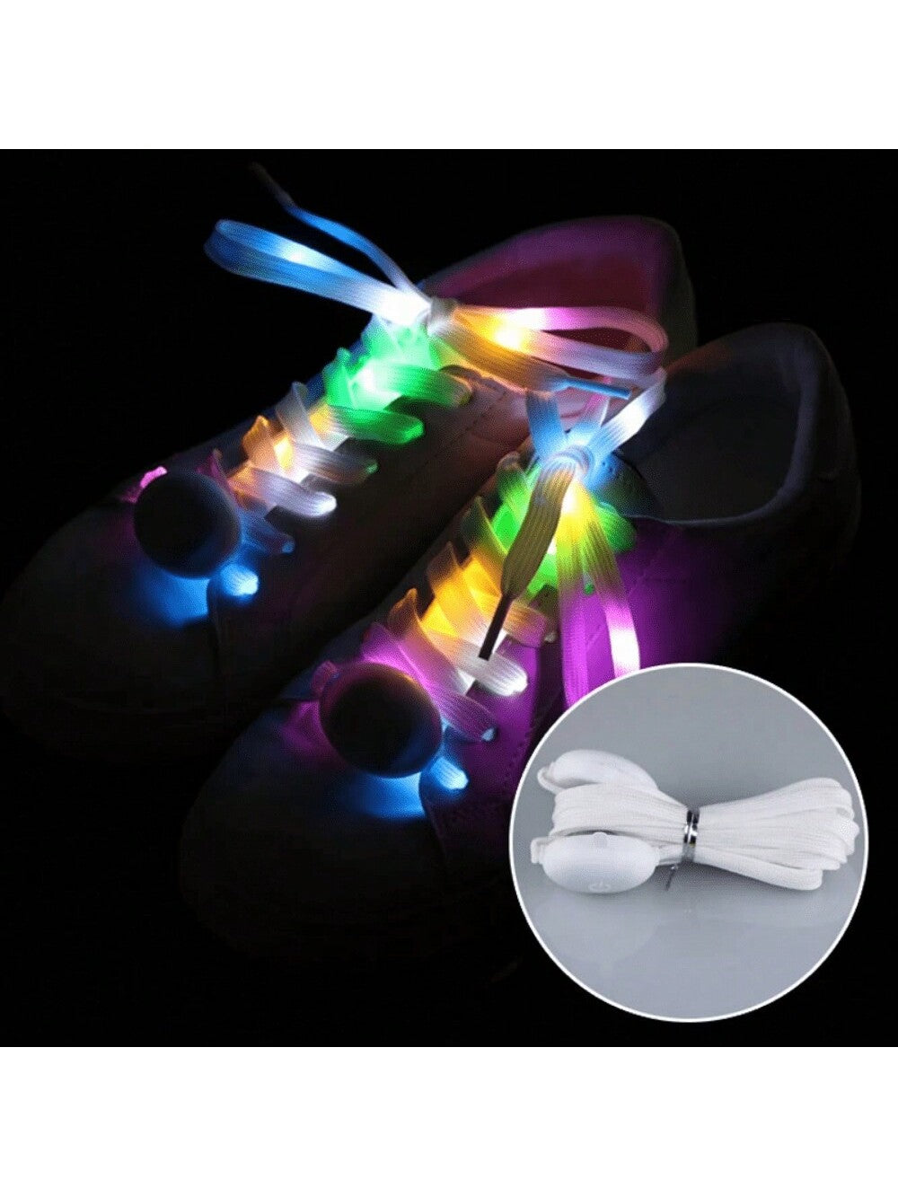 1pair Led Shoe Laces for Sneakers Luminous Flashing Shoelaces Glowing Shoe Laces Flat Shoe Strings Light Up Shoelace