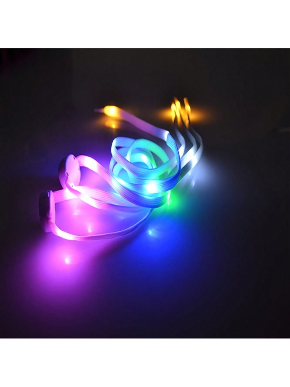 1pair Led Shoe Laces for Sneakers Luminous Flashing Shoelaces Glowing Shoe Laces Flat Shoe Strings Light Up Shoelace