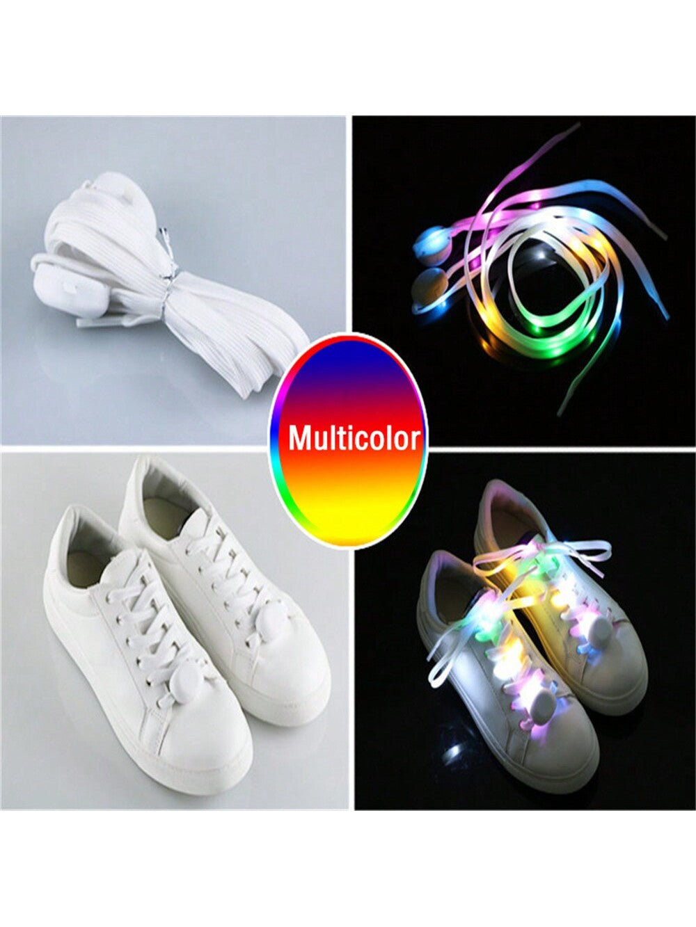 1pair Led Shoe Laces for Sneakers Luminous Flashing Shoelaces Glowing Shoe Laces Flat Shoe Strings Light Up Shoelace