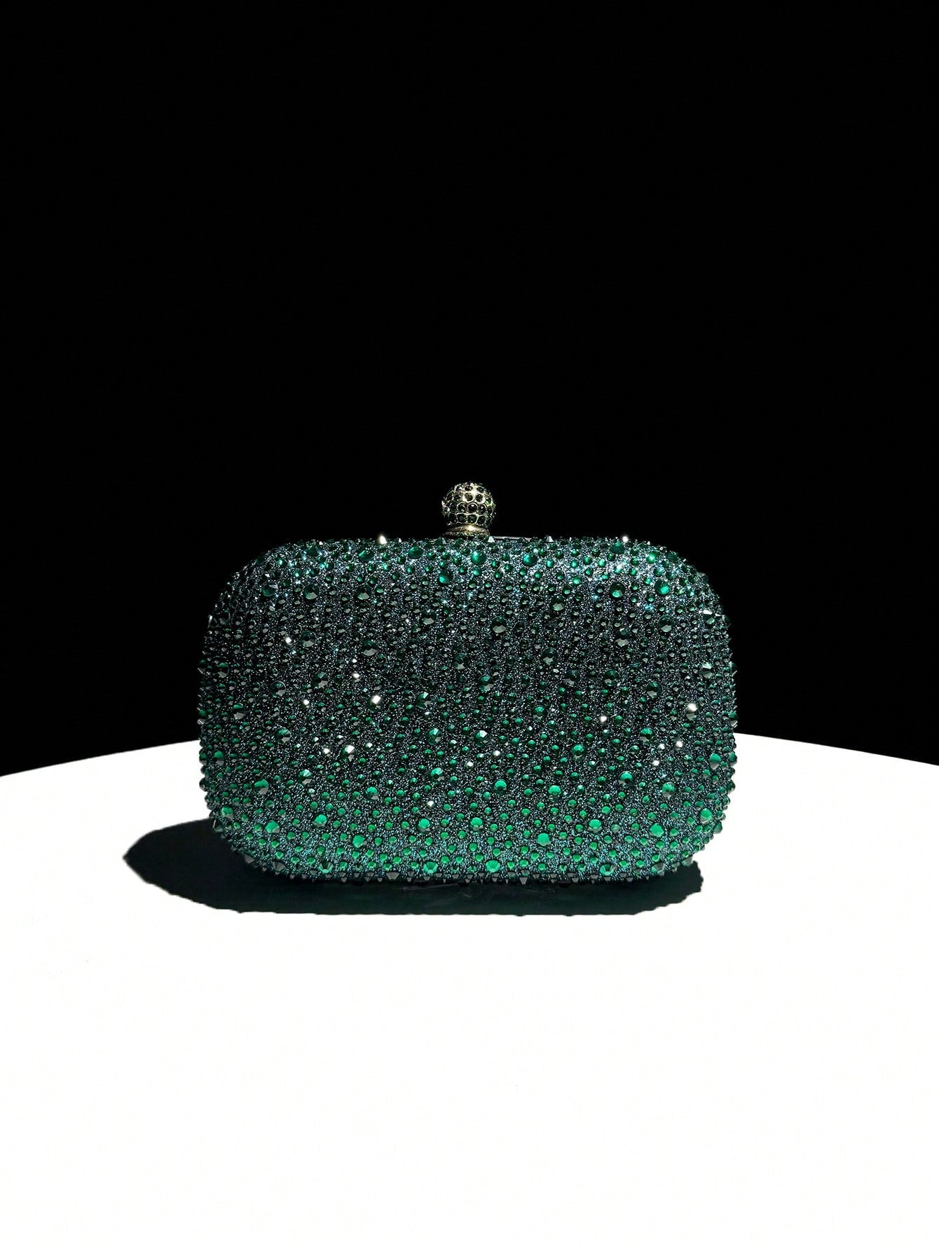 Green Rhinestone Mini Clutch Bag
