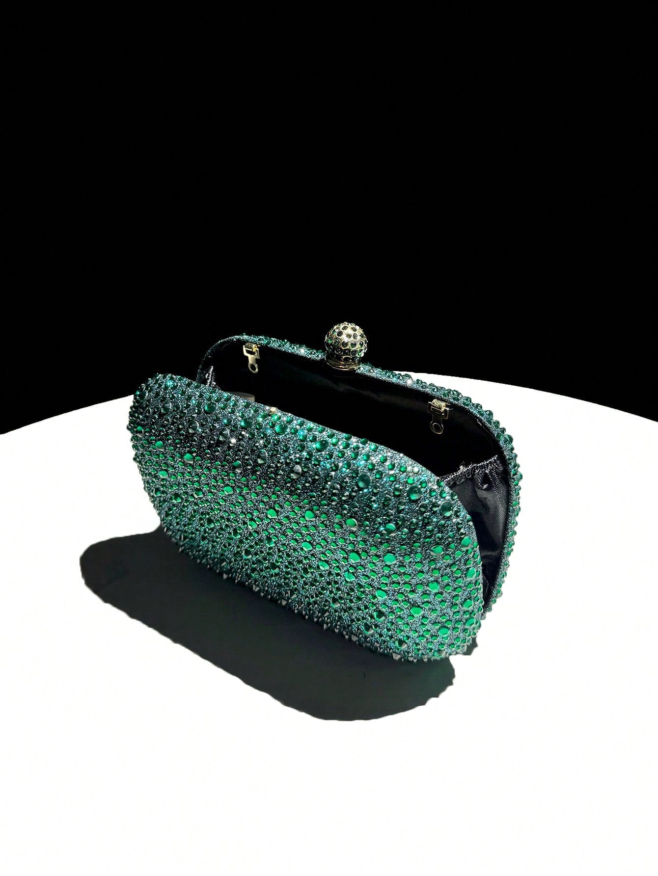 Green Rhinestone Mini Clutch Bag