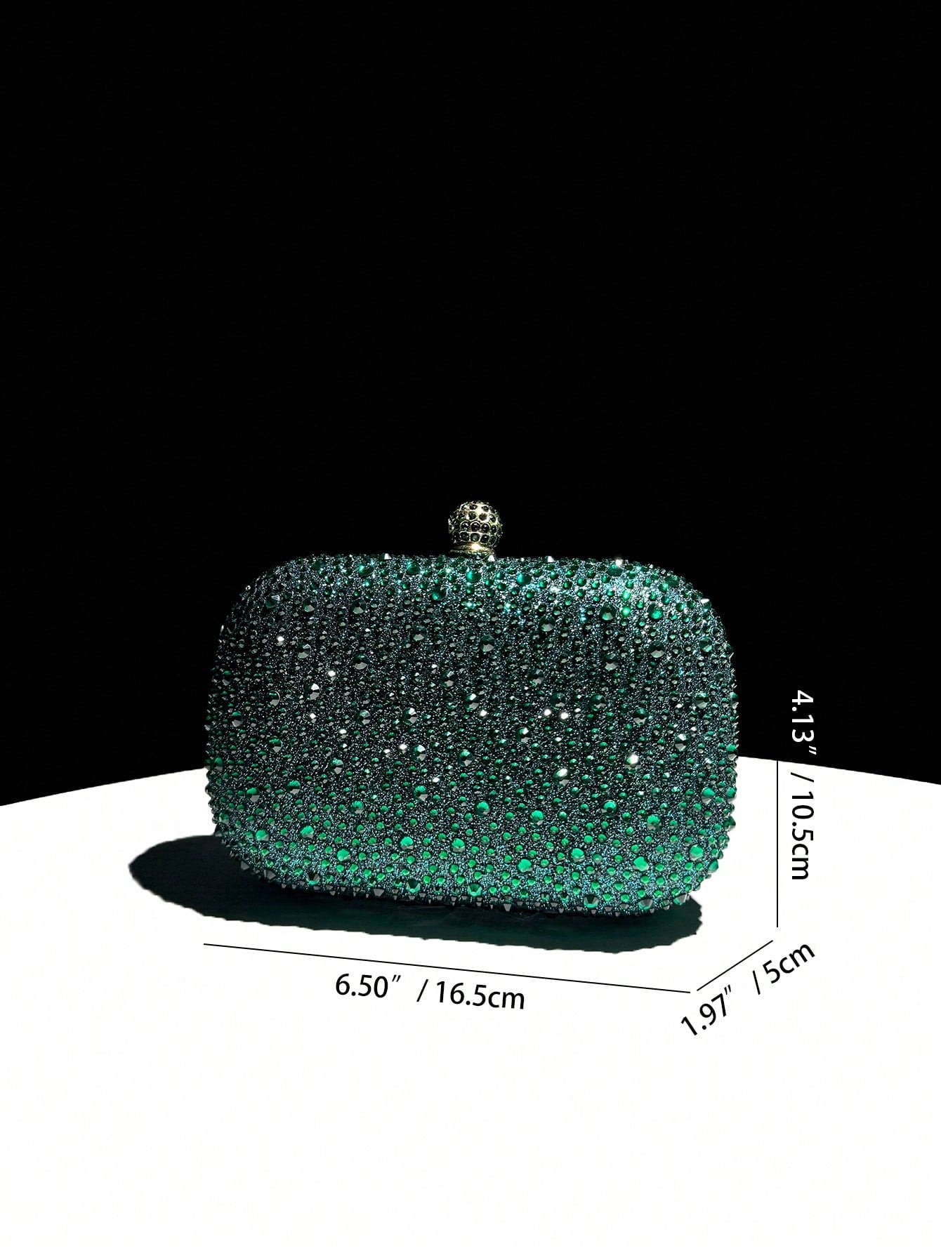 Green Rhinestone Mini Clutch Bag