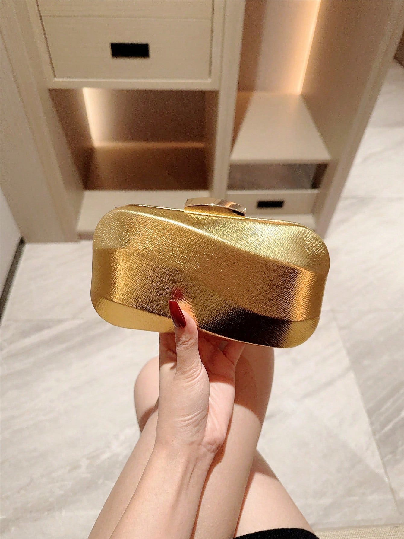Minimalist Asymmetrical Shape Box Design Clutch Bag
