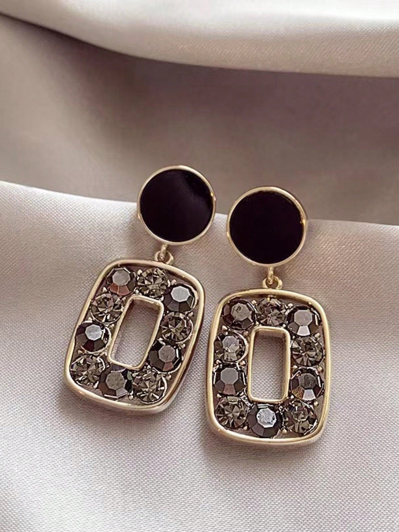 Black Zirconia Square Earrings