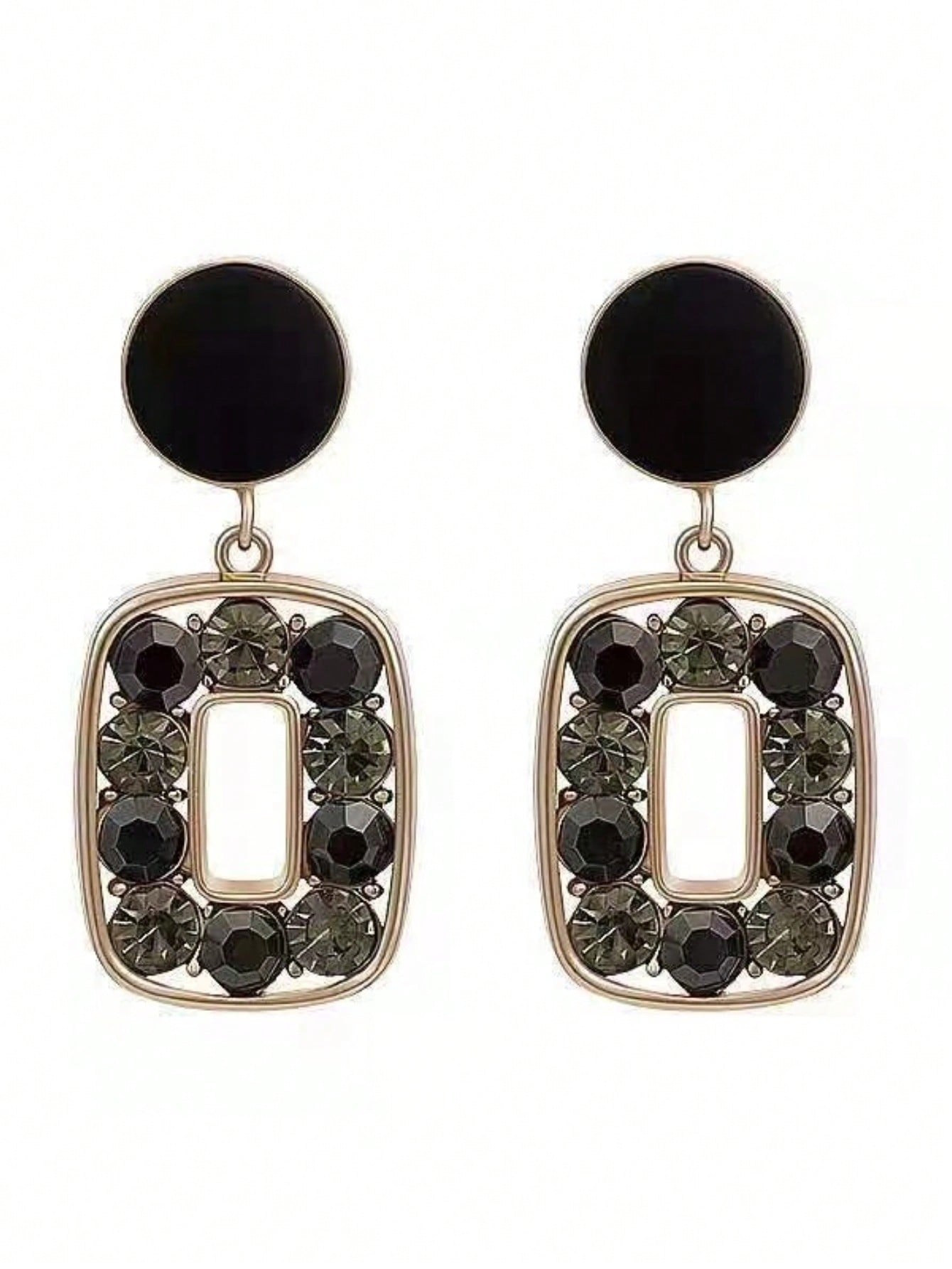 Black Zirconia Square Earrings