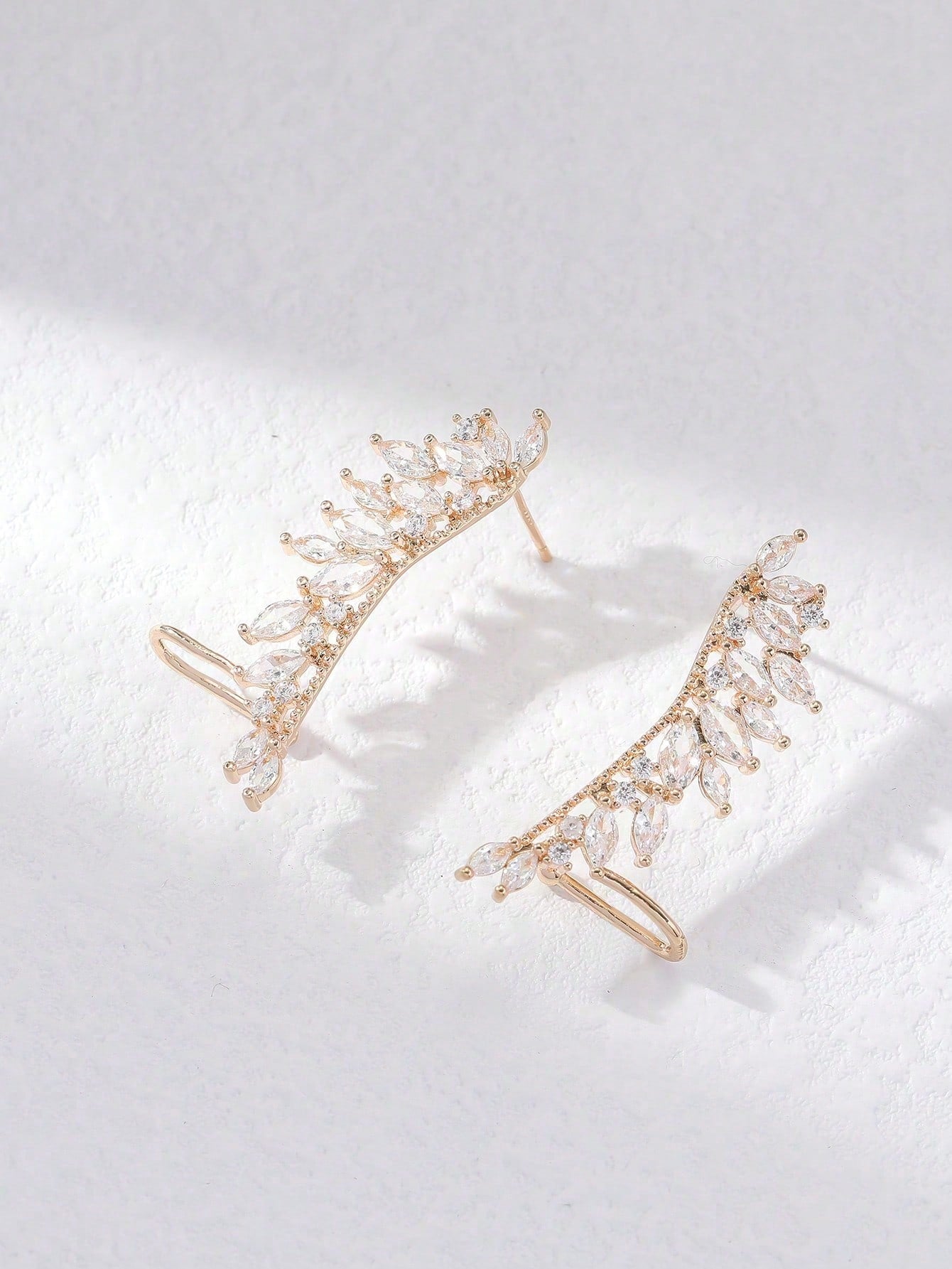 Copper Zirconia Stone Wing Shape Ear Clips Earrings