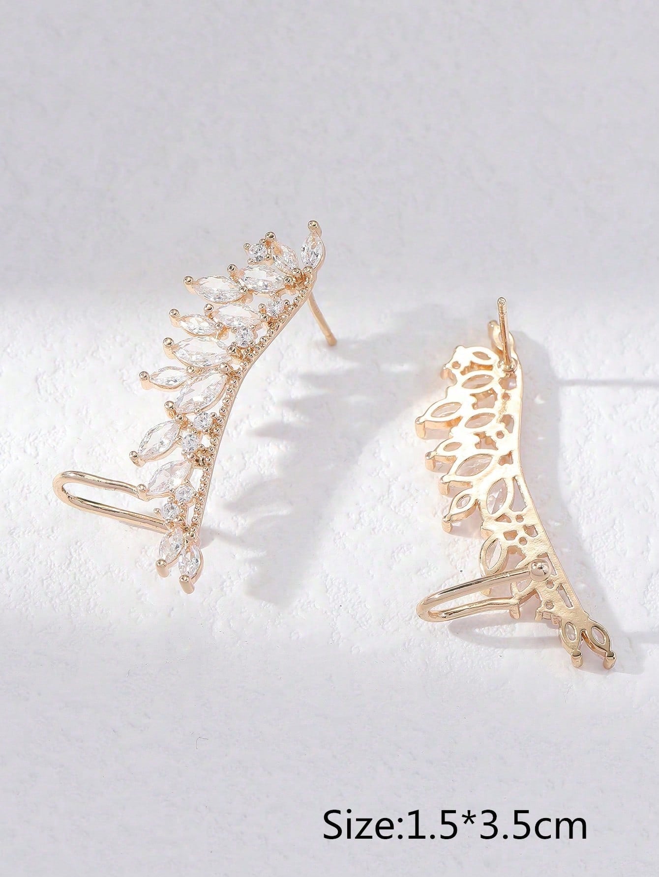 Copper Zirconia Stone Wing Shape Ear Clips Earrings