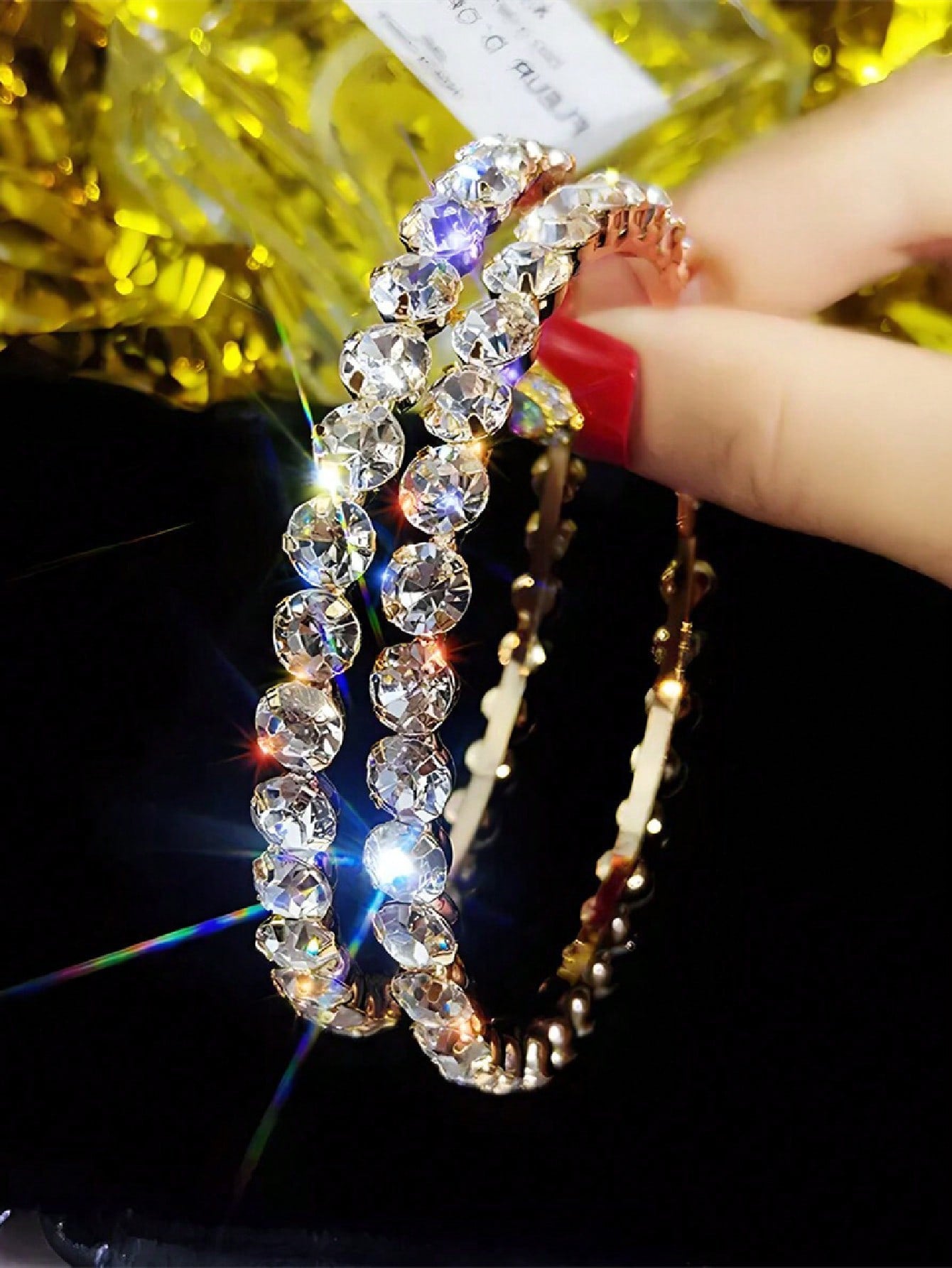 Gold Cubic Zirconia Hoop Earrings