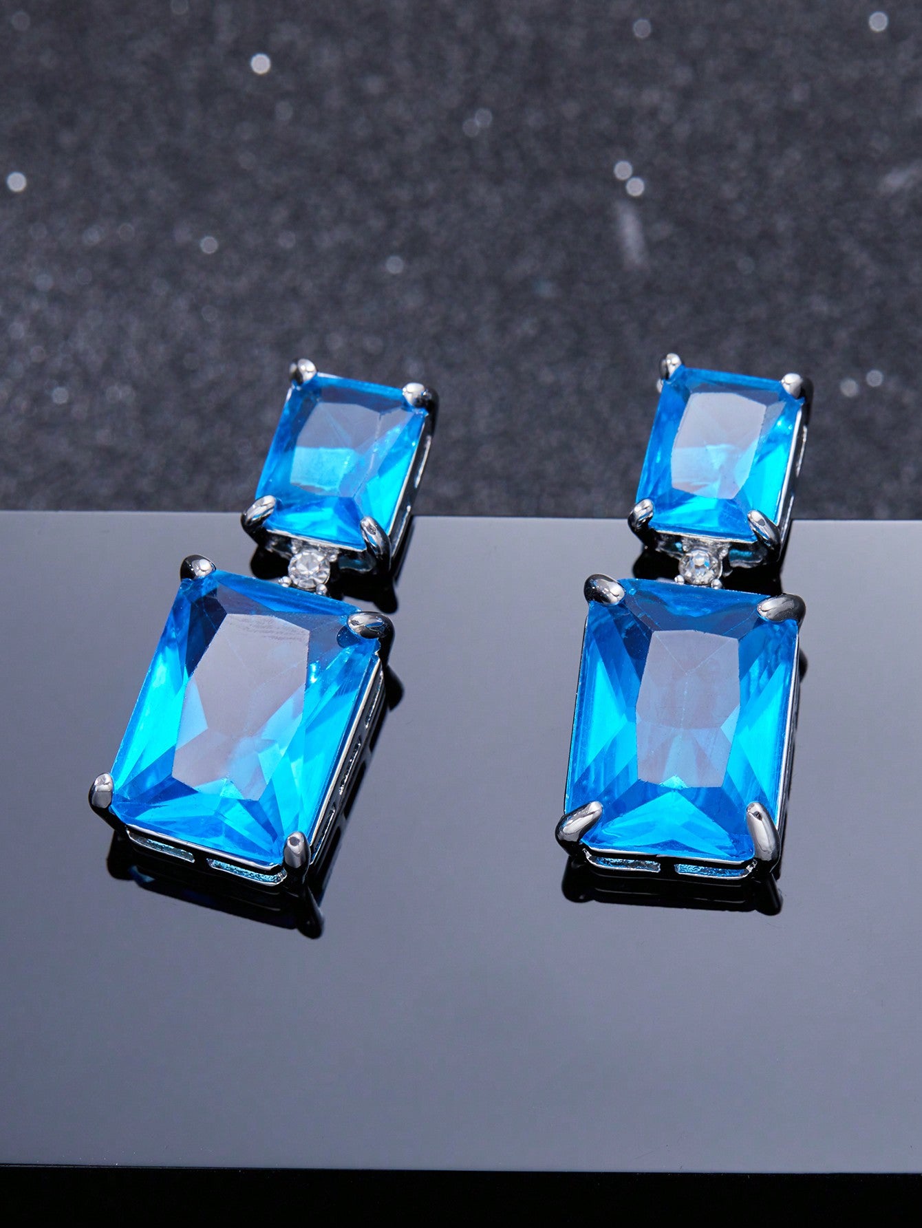 Blue Zirconia Stones Earrings