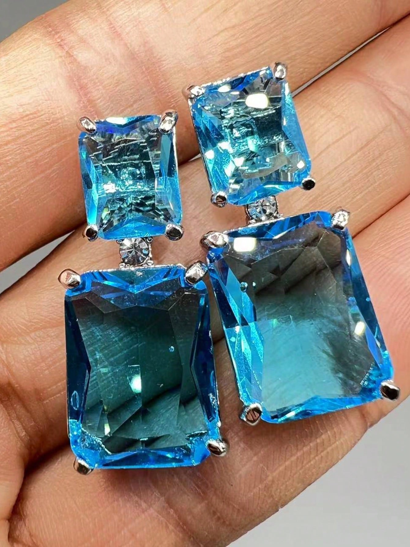Blue Zirconia Stones Earrings