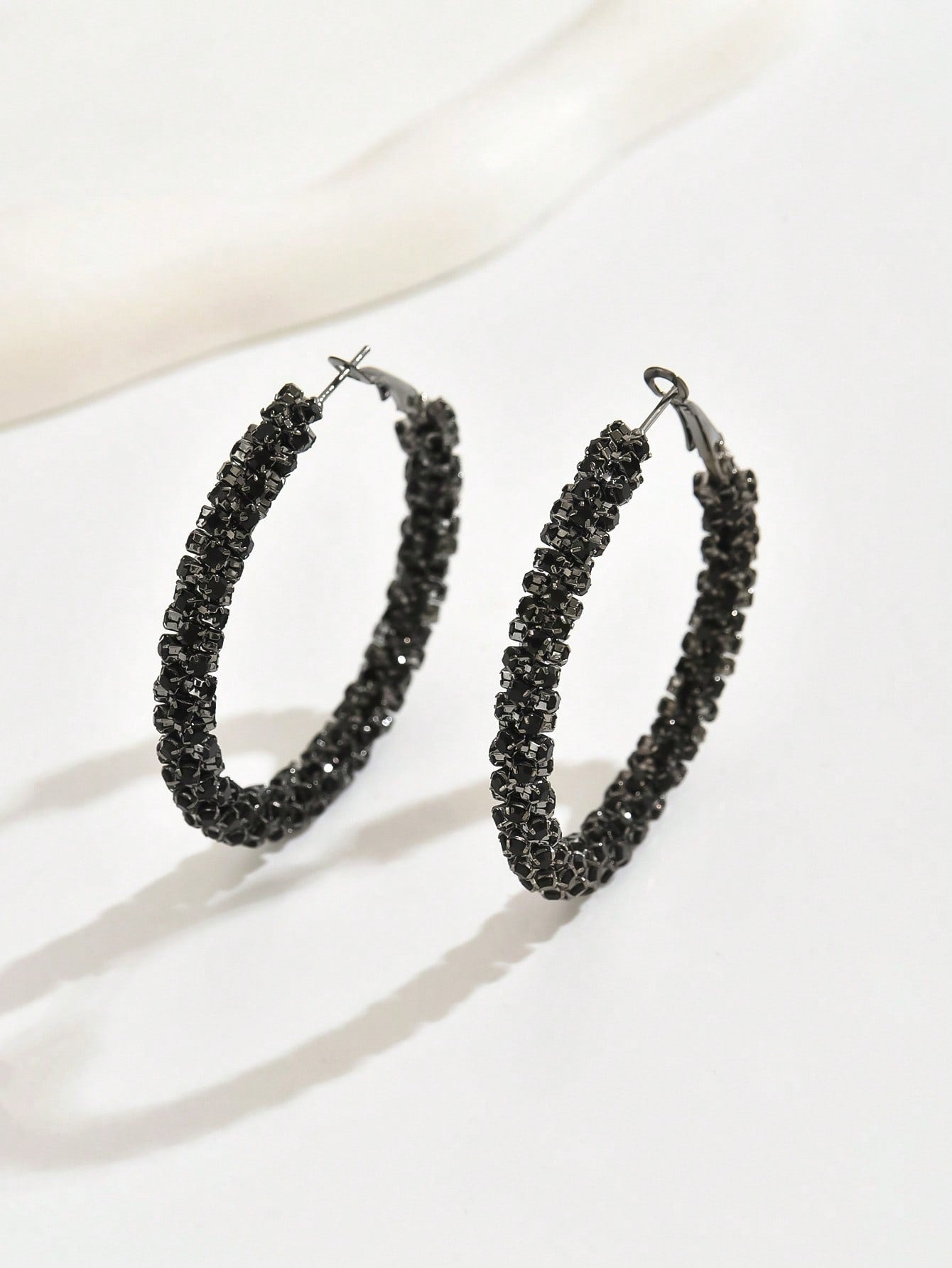 Handmade Rhinestone Hoop Earrings