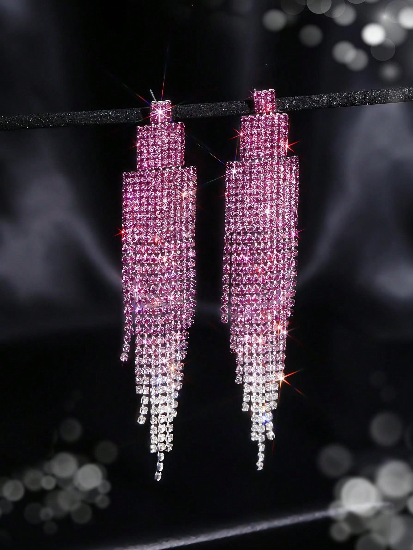 Long Tassel Crystal Earring