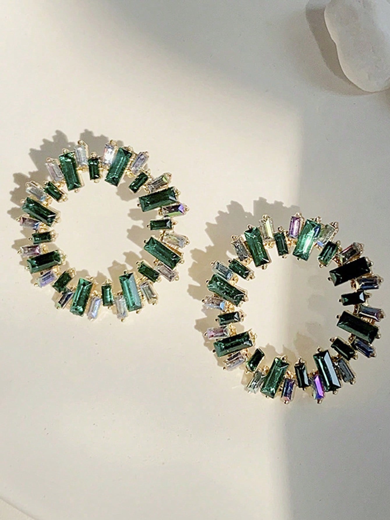 Round Crystal Inlaid Vintage Style Statement Earrings