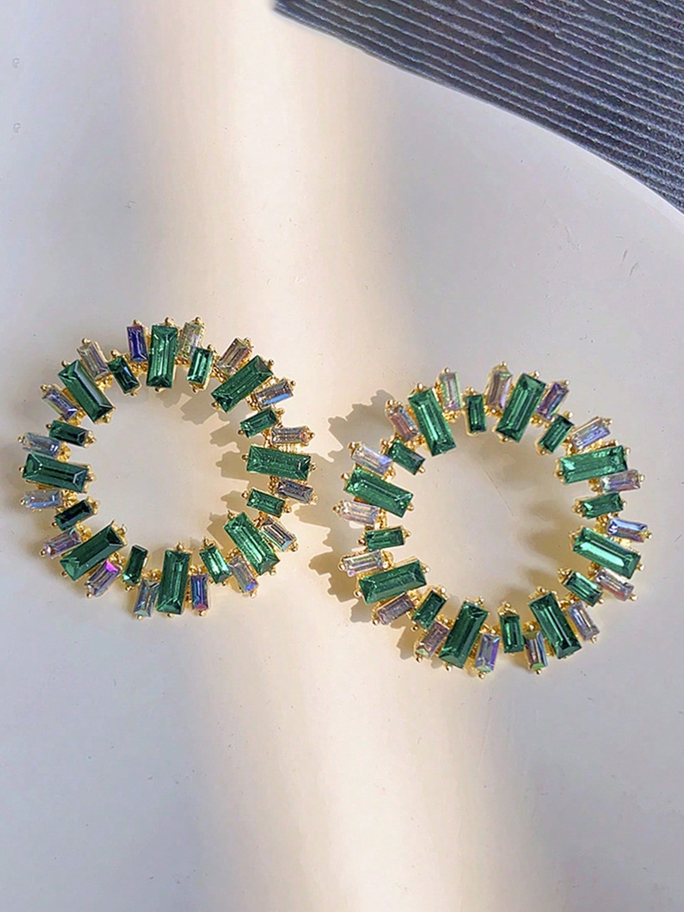 Round Crystal Inlaid Vintage Style Statement Earrings