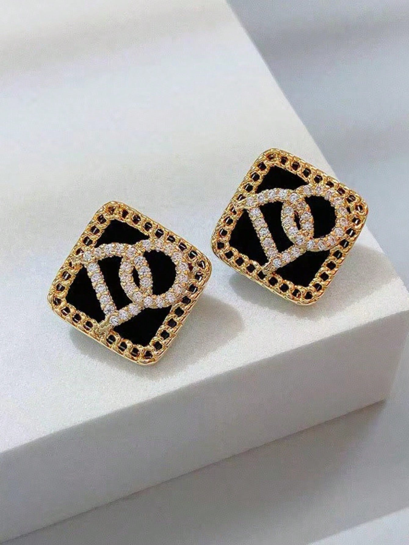 Diamond-Shaped Square Earrings