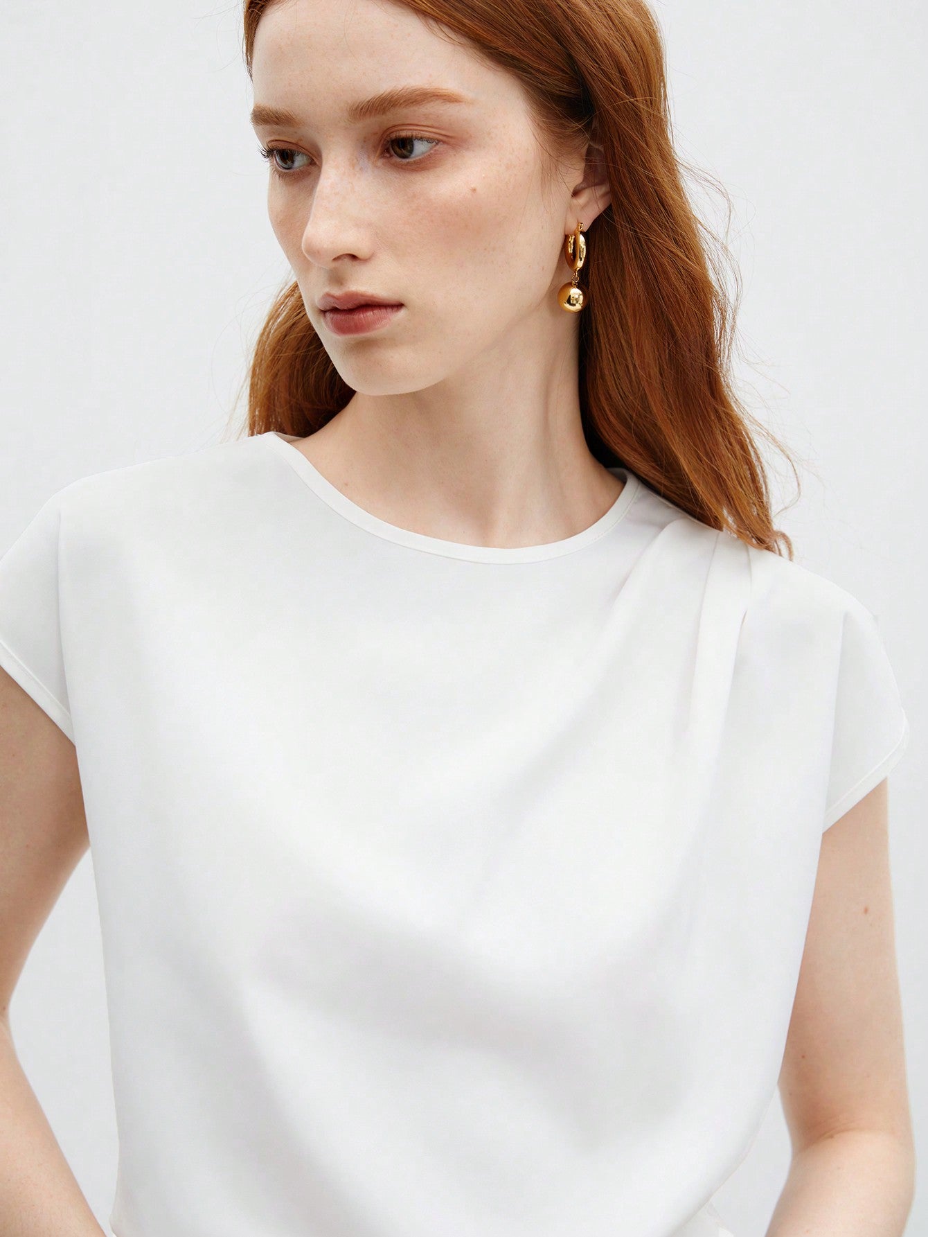 White Asymmetrical Batwing Sleeve Top