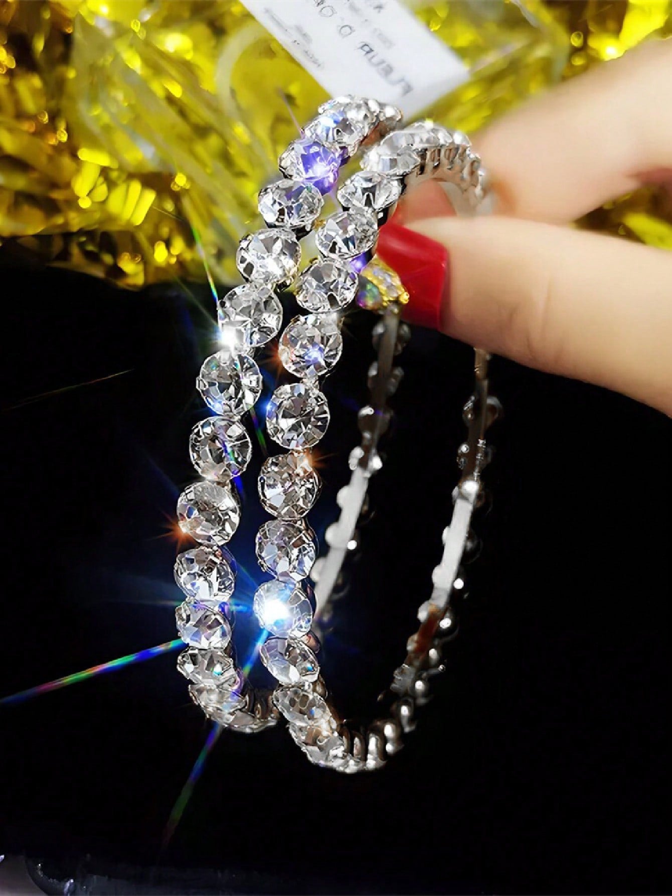 Gold Cubic Zirconia Hoop Earrings