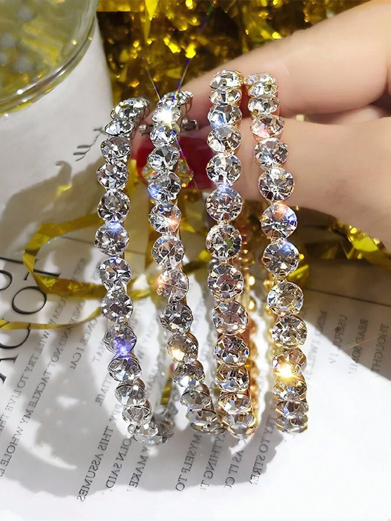 Gold Cubic Zirconia Hoop Earrings