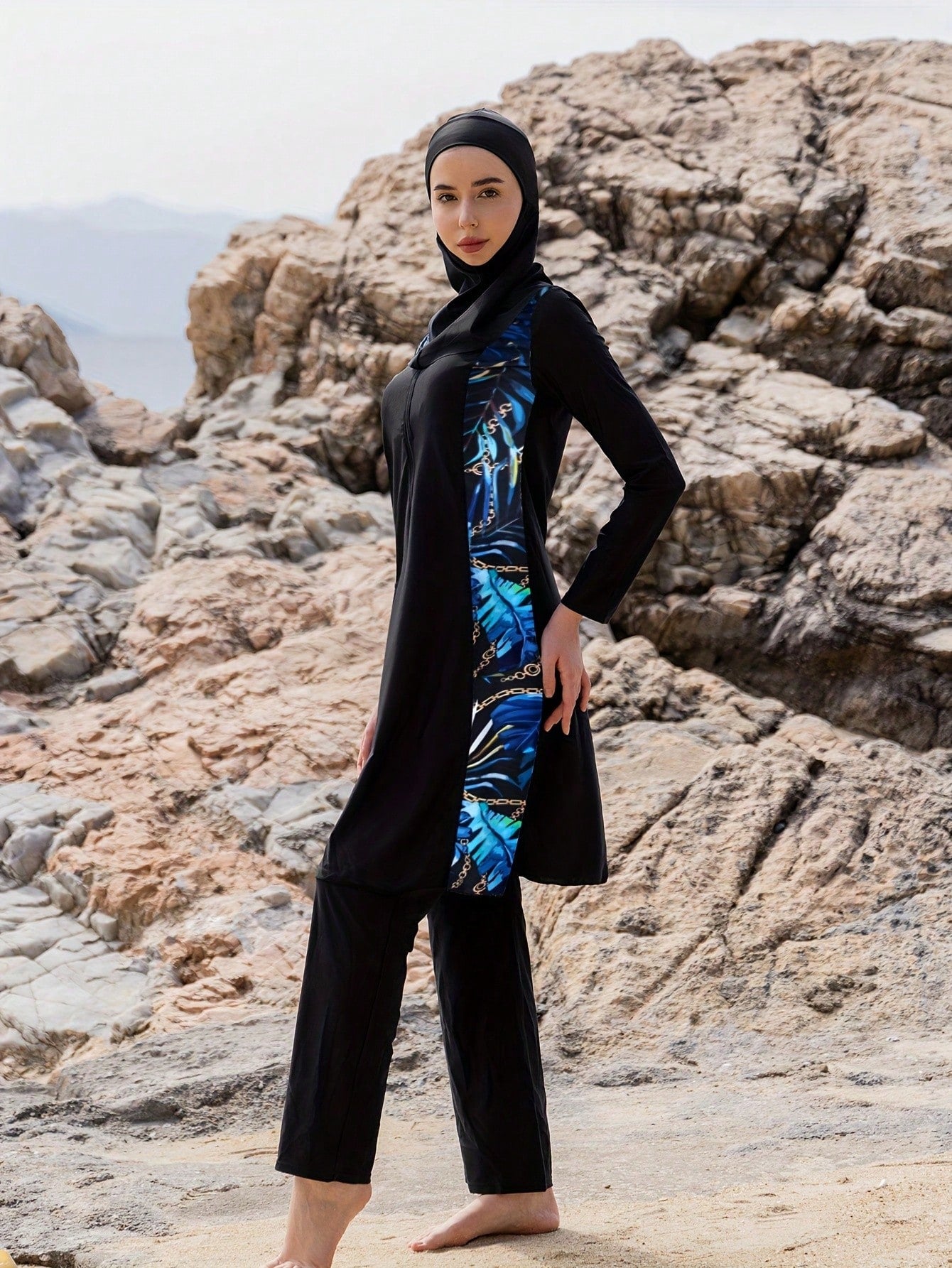 Modest Full Coverage Hoodie, Long Sleeve Top & Leggings Swimwear Set