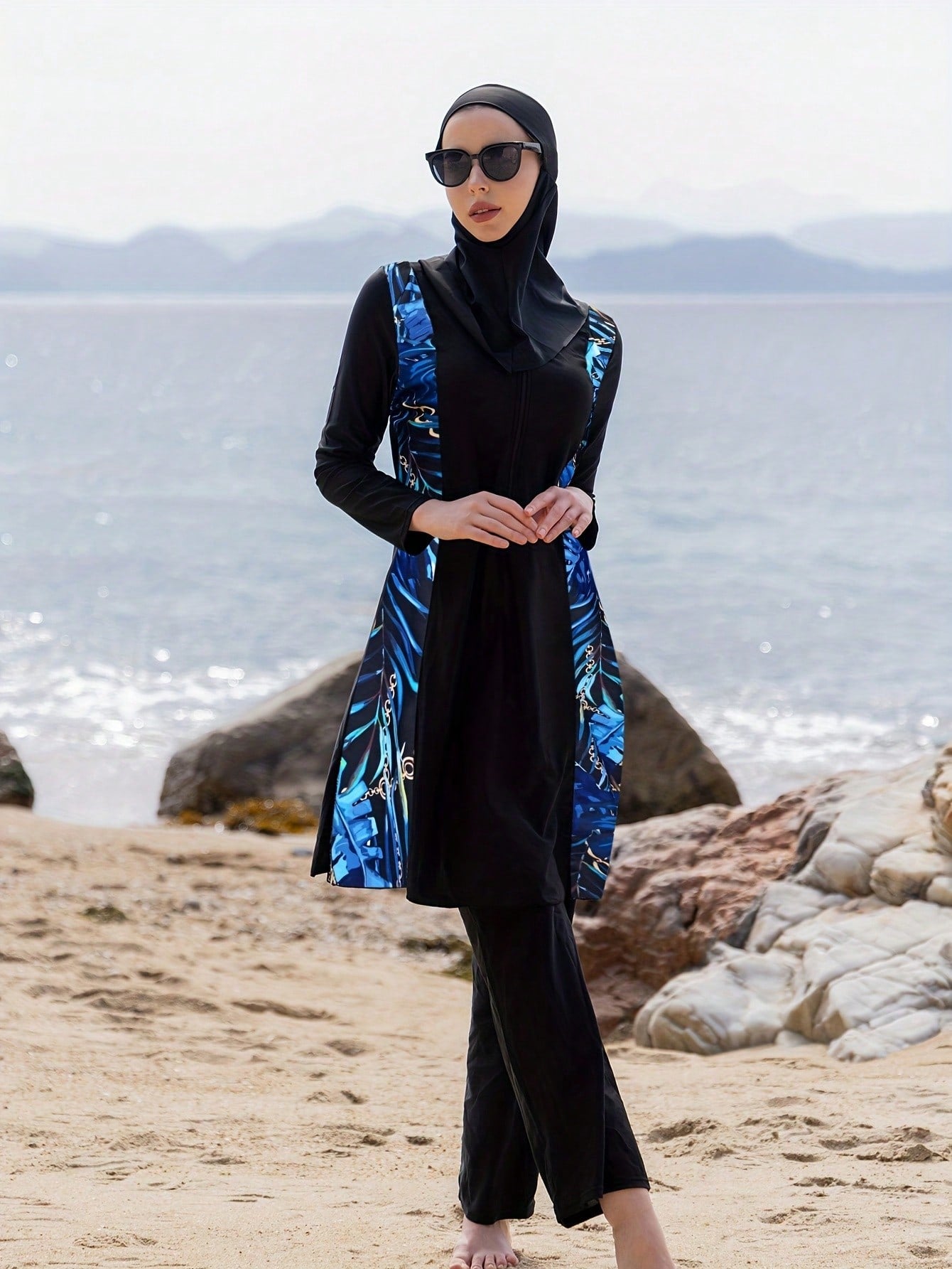 Modest Full Coverage Hoodie, Long Sleeve Top & Leggings Swimwear Set