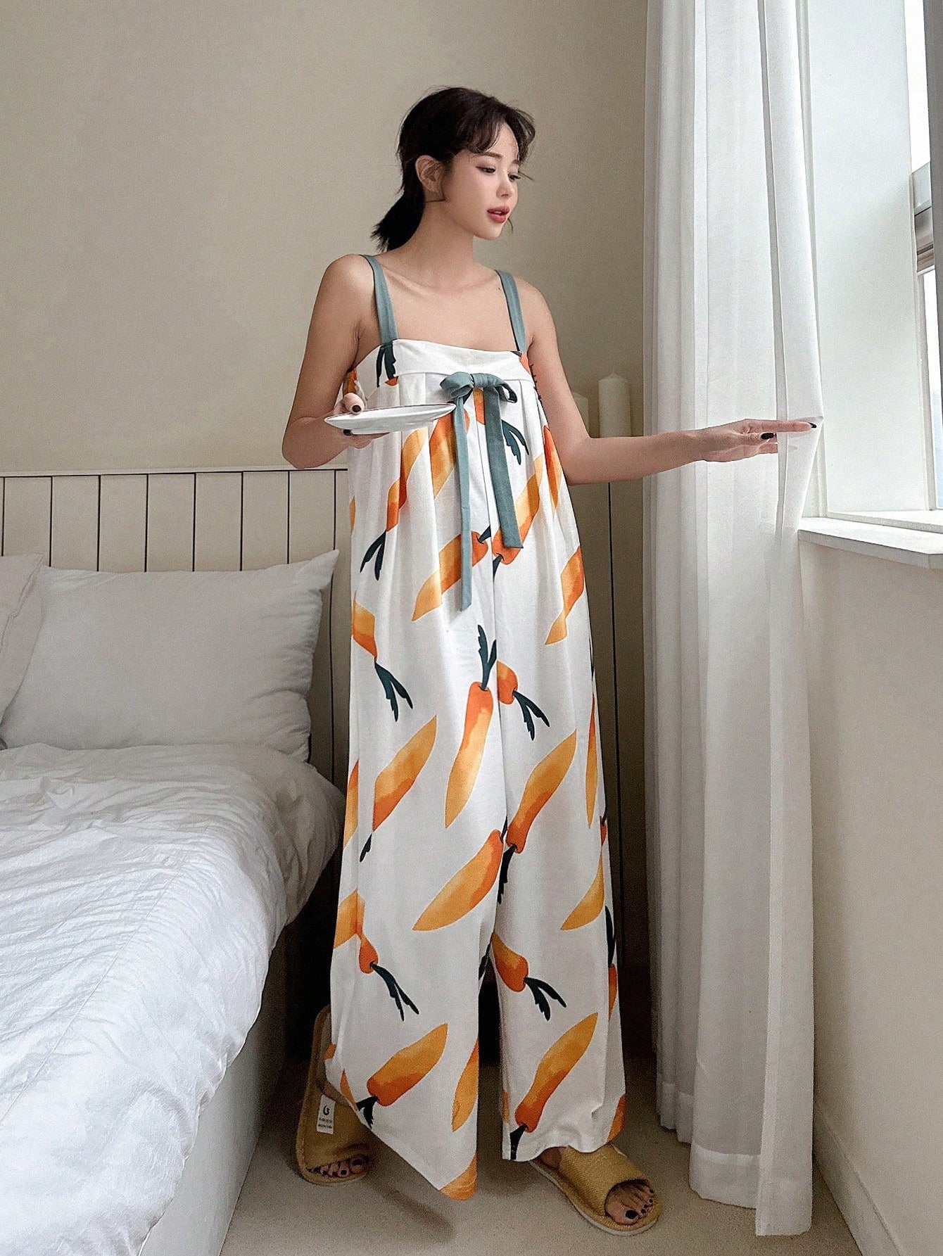 Carrot Printed Jumpsuit Pajamas