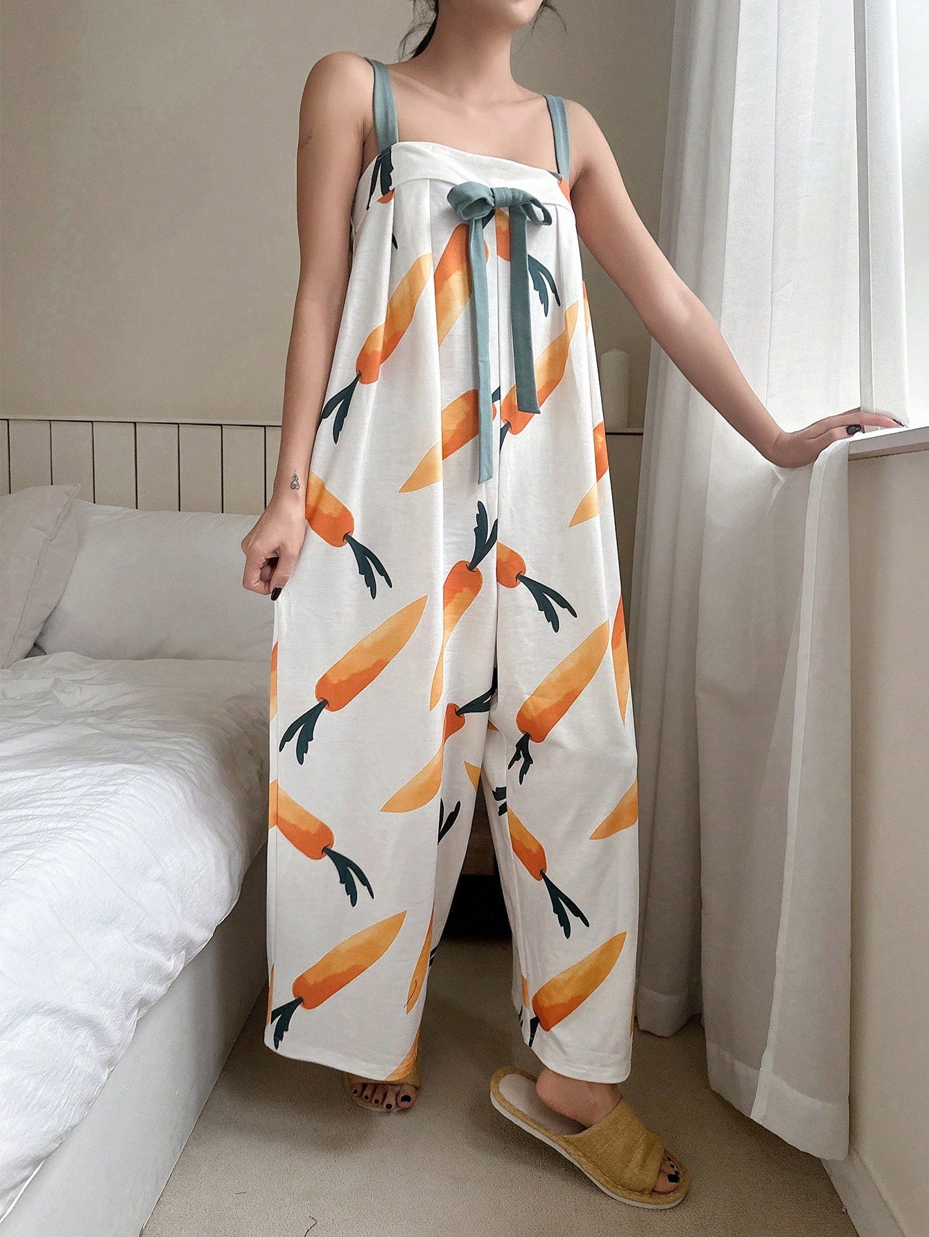 Carrot Printed Jumpsuit Pajamas