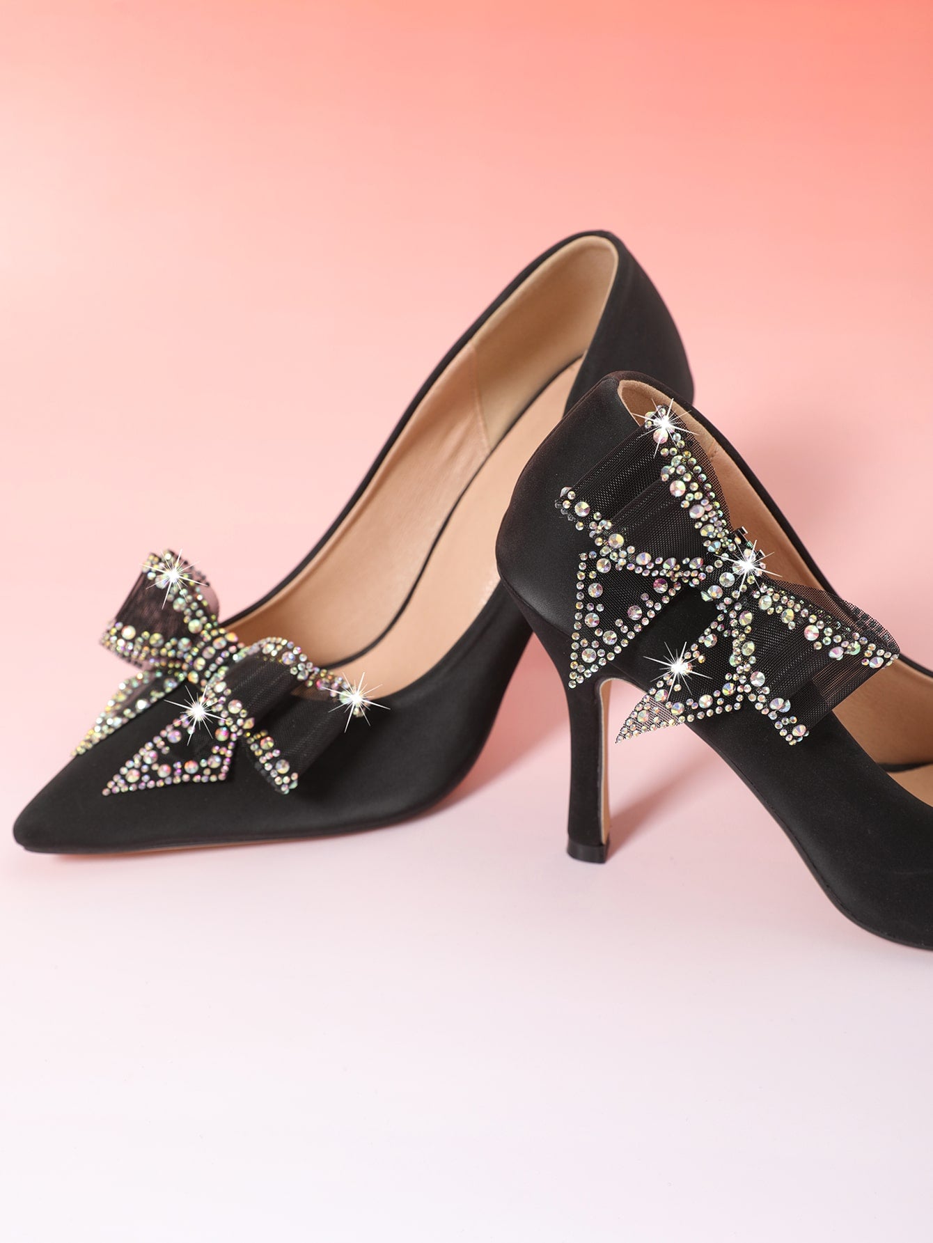 2pcs/set Butterfly & Mesh & Rhinestone Removable Shoe Buckle