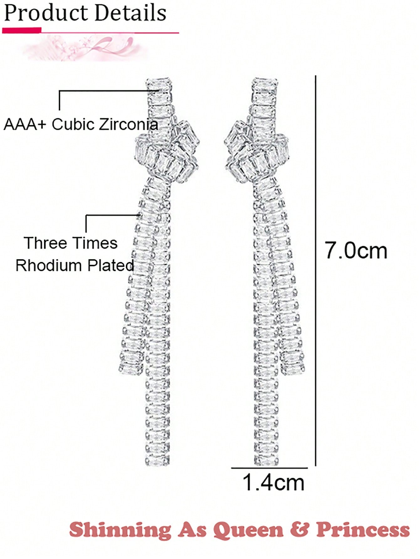 Cubic Zirconia Water Drop Dangle Earrings