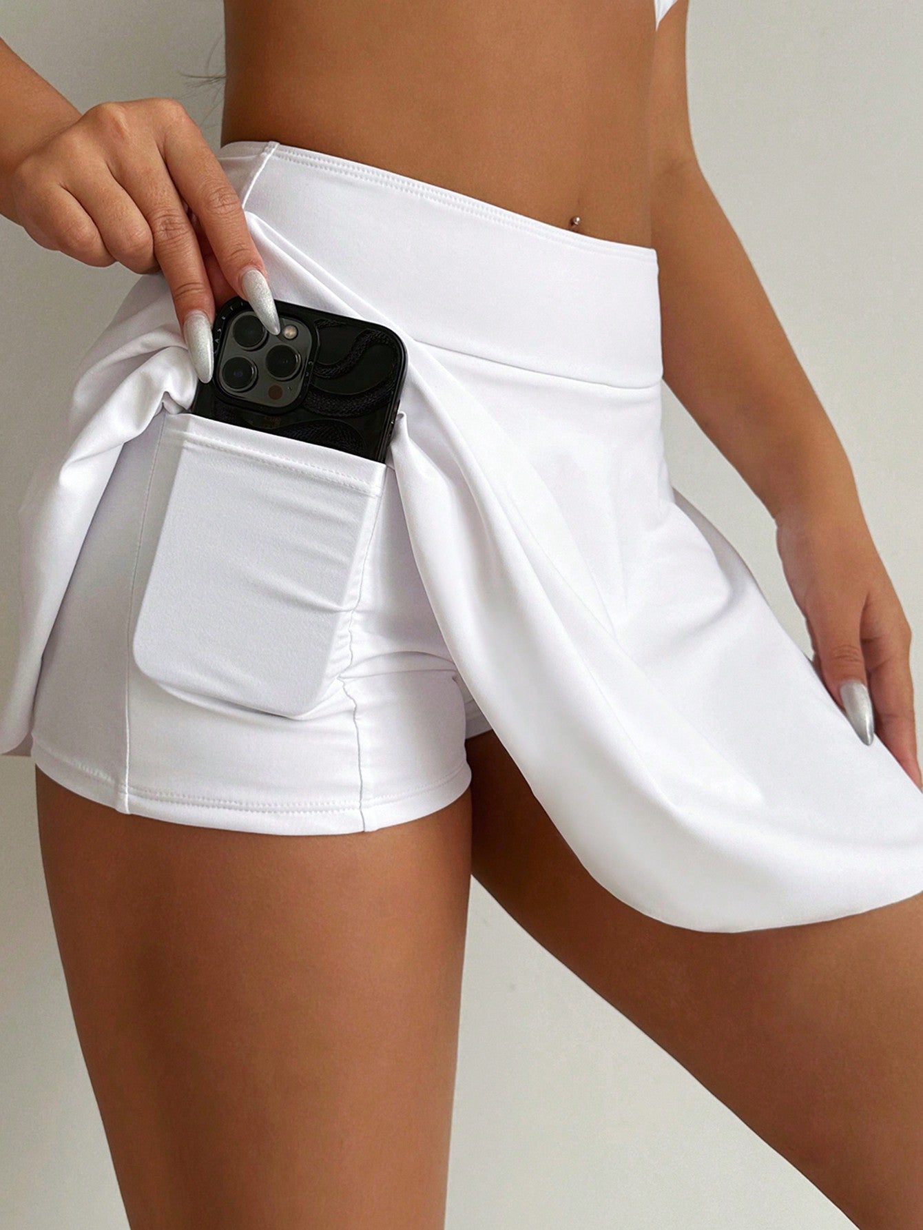High Waisted Swim Skort Shorts