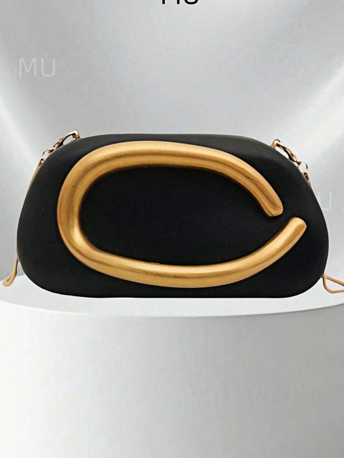 Mat Black Clutch Bag With Chain Shoulder Strap