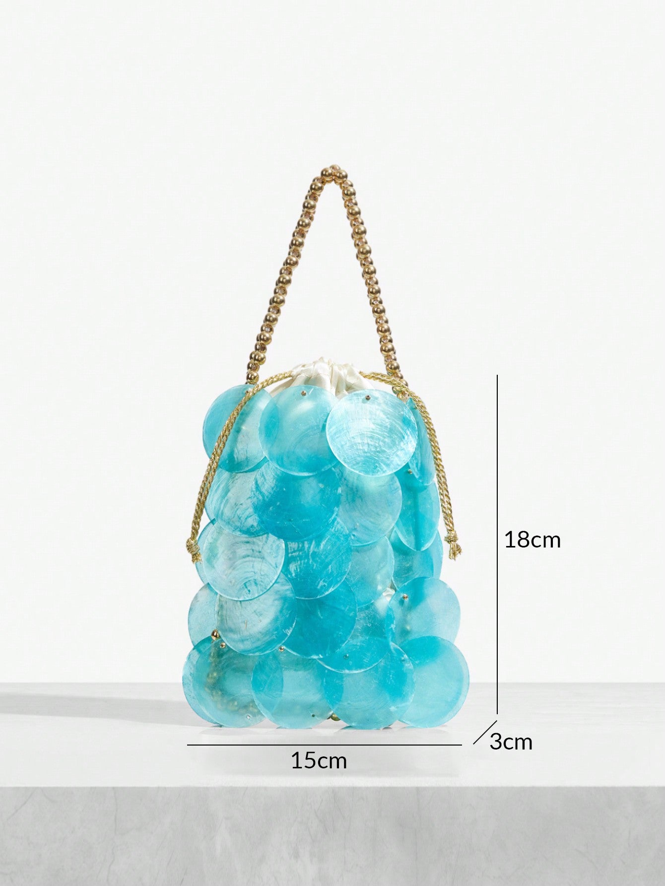 Minimalist Seashell Handmade Woven Gold Beaded Bag