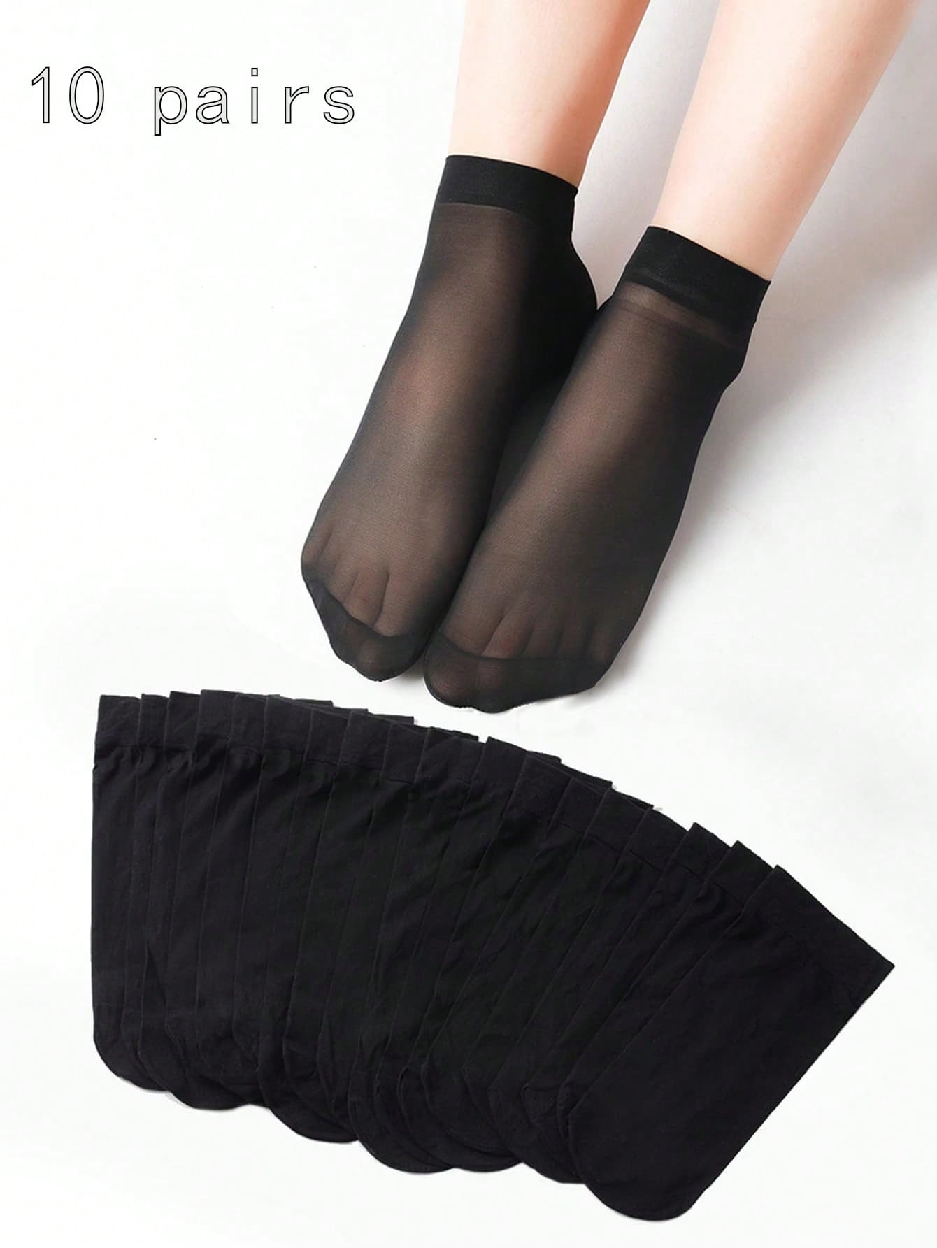 Black Transparent Stockings 10 Pairs