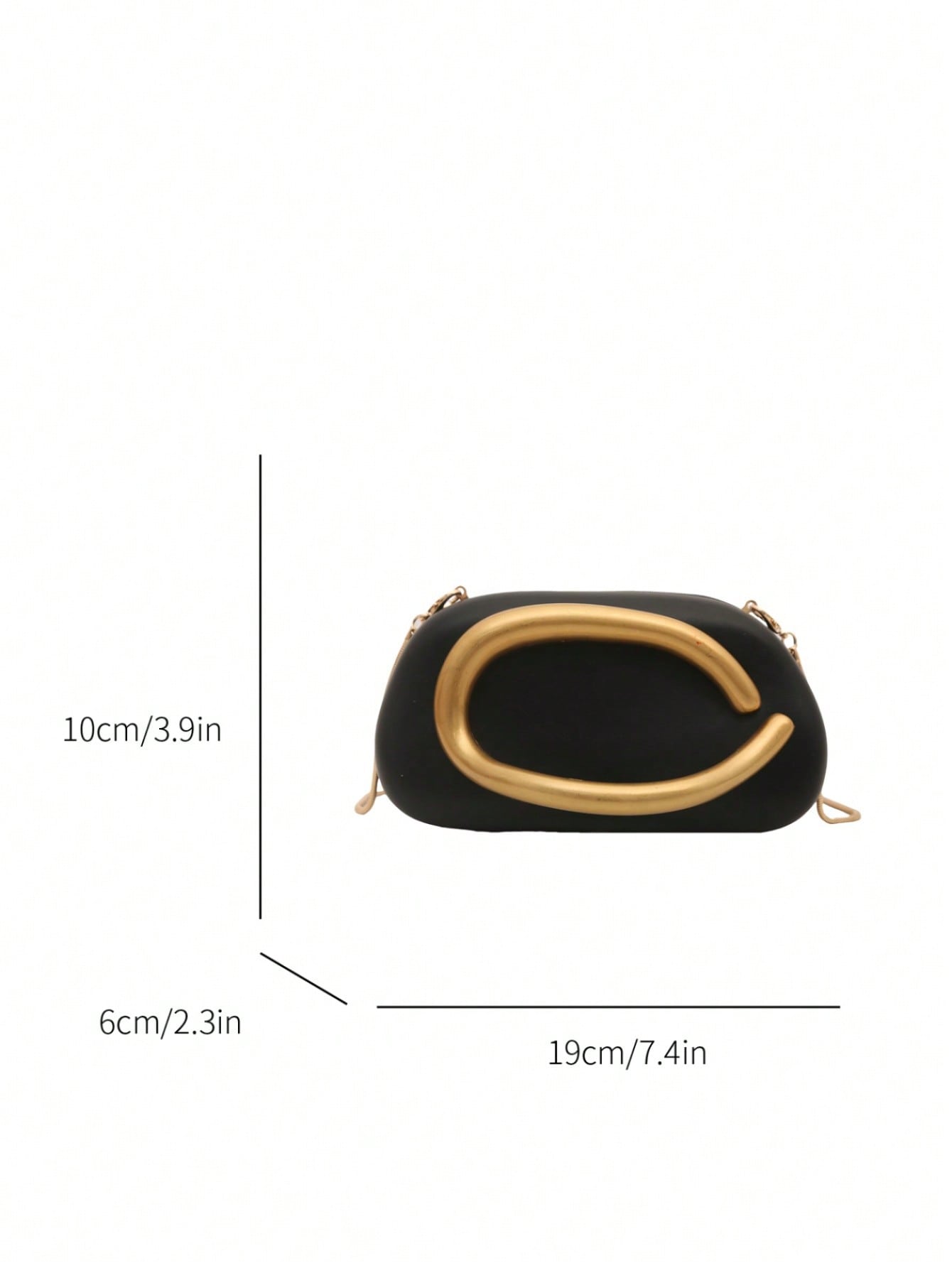 Mat Black Clutch Bag With Chain Shoulder Strap