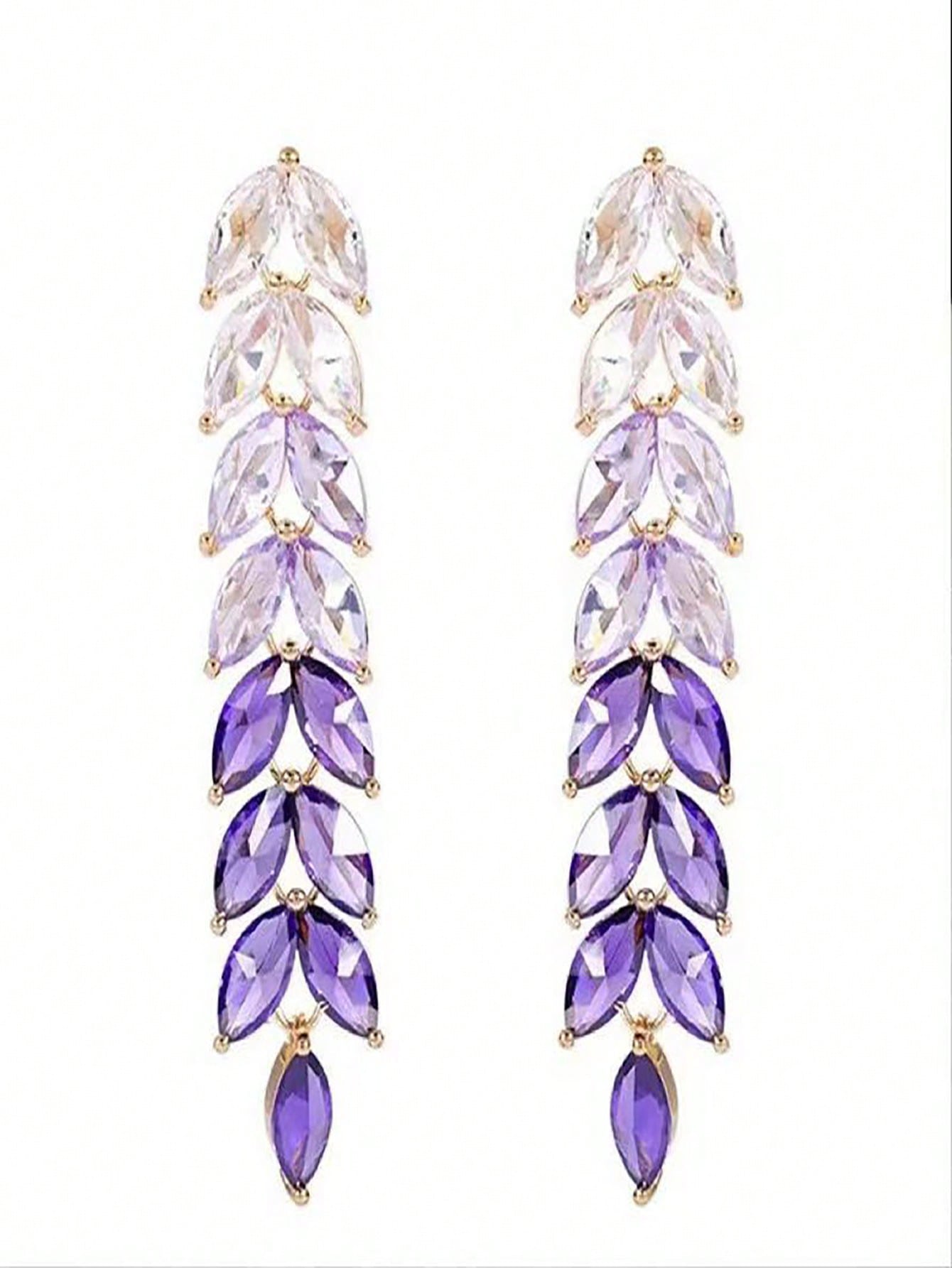 Water Drop Rhinestone Tassel Wheat Ear Pendant Earrings