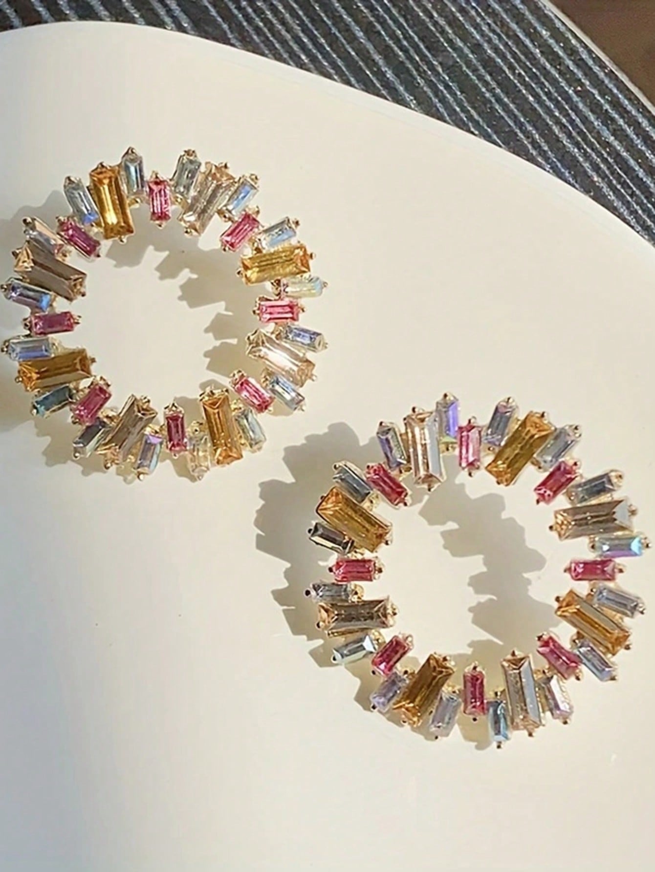 Round Crystal Inlaid Vintage Style Statement Earrings