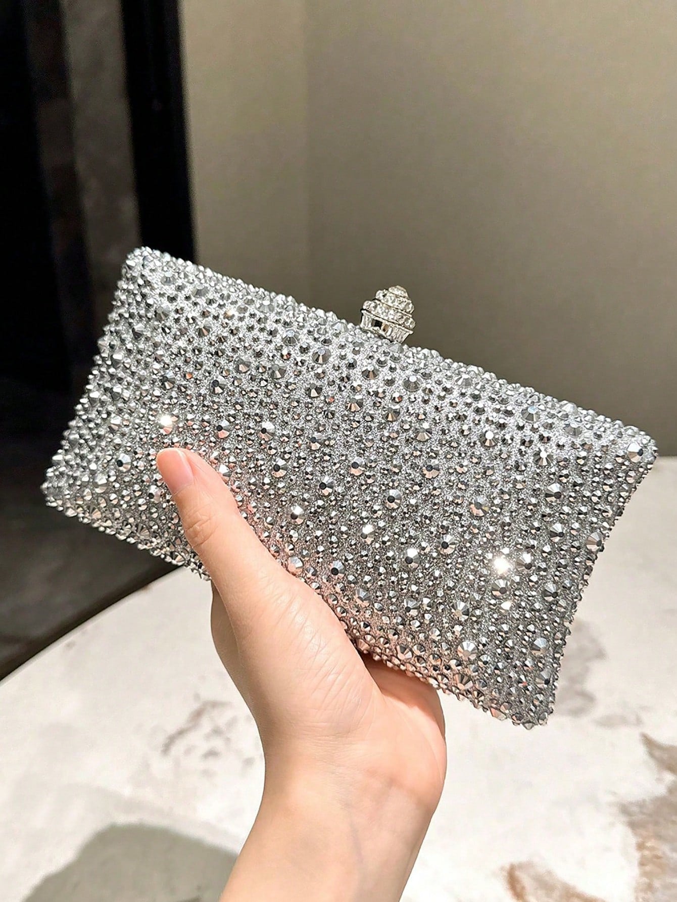 Rhinestone Decoration Clutch Evening Bag