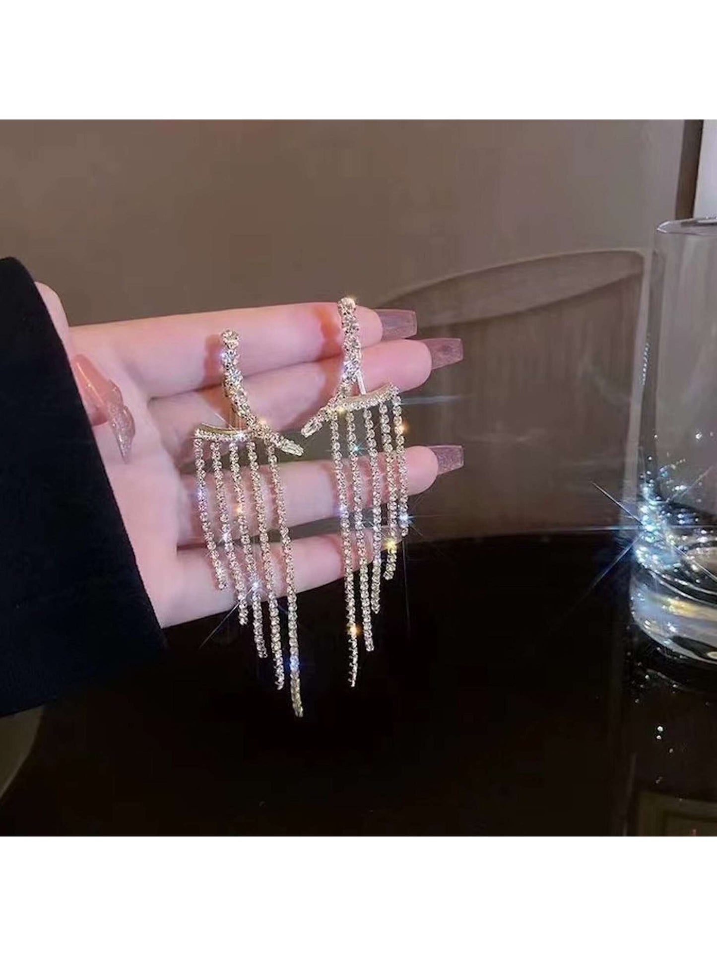 Bohemian Style Elegant Rhinestone Dangle Gold Earrings