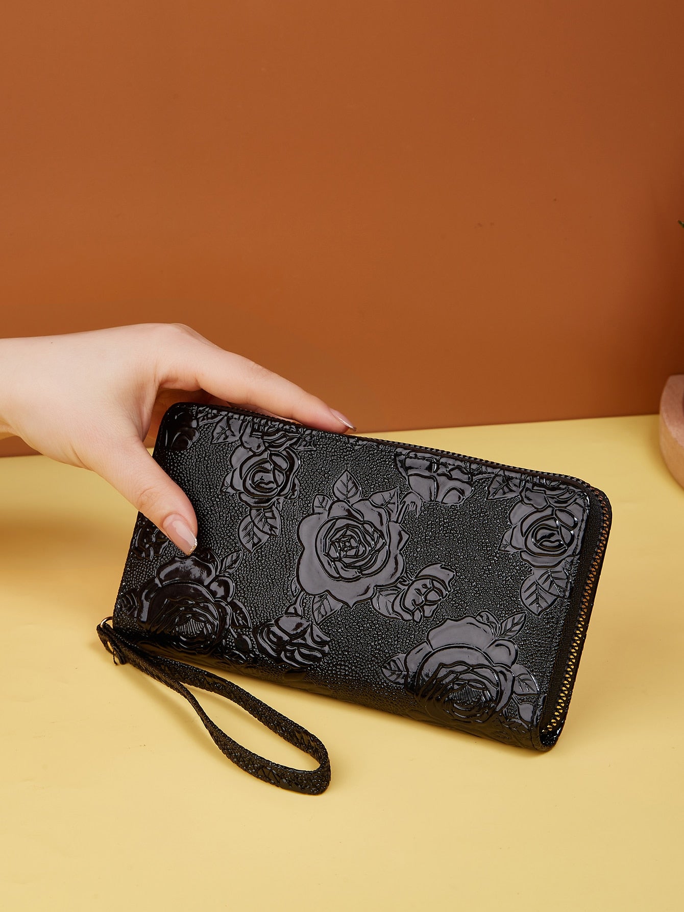 Floral Embossed Long Wallet Slim Portable,Money,Cash White-Collar Wallet