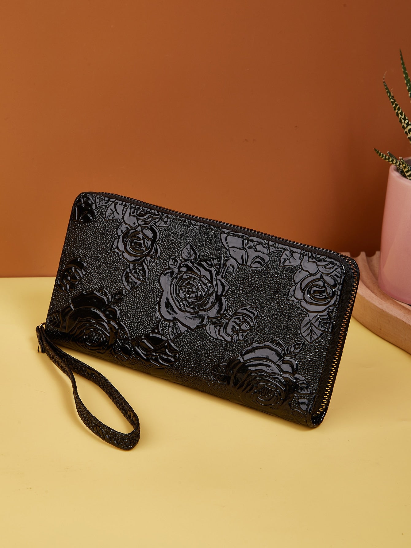 Floral Embossed Long Wallet Slim Portable,Money,Cash White-Collar Wallet