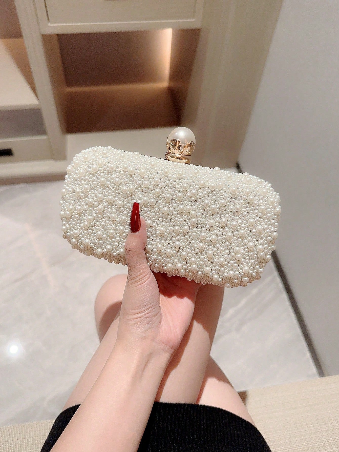 Romantic Pearl Encrusted Clutch Bag
