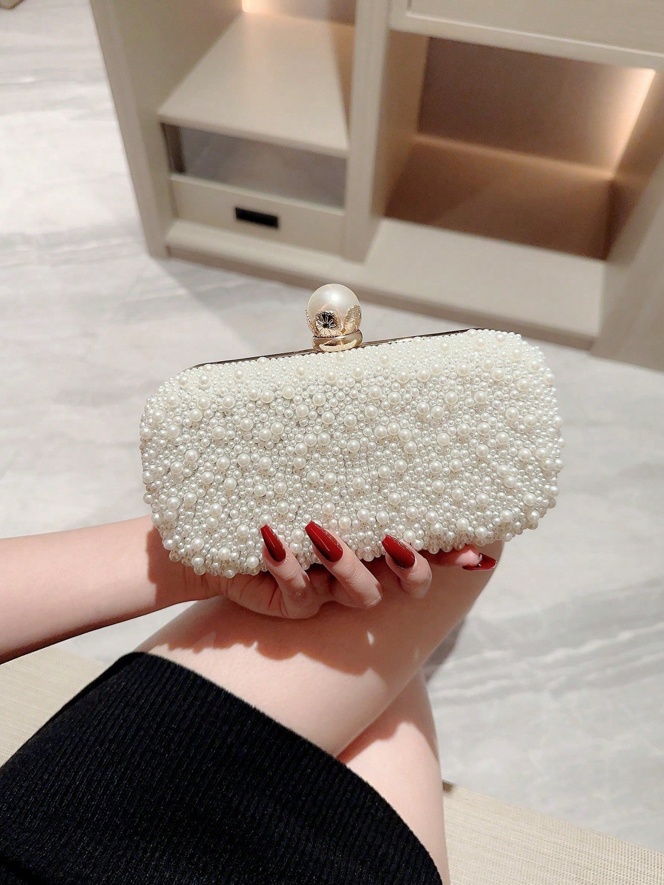 Romantic Pearl Encrusted Clutch Bag